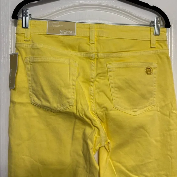 Michael Kors Yellow Skinny Jeans Vibrant Eye-Catching Design - Picture 7 of 8